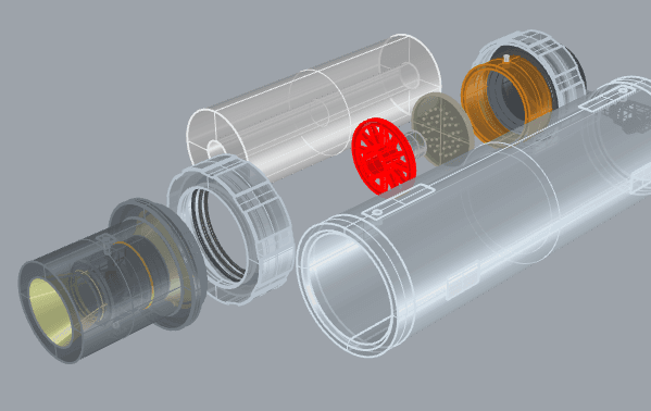 Hybrid rocket engine model in CAD